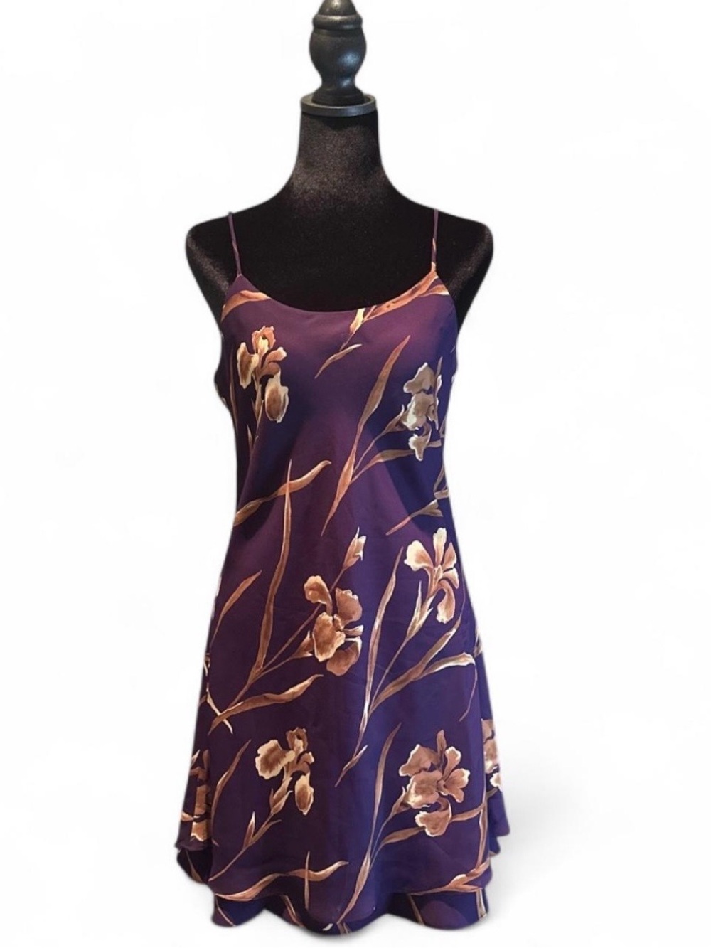 90s Vintage Blondie and Me Purple Floral Satin Dress
